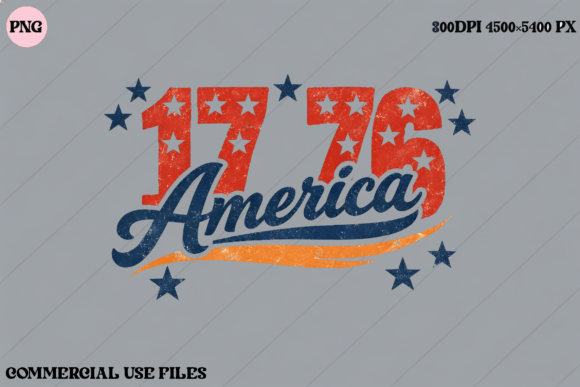 1776 America Distressed Retro Graphic: A Vintage Asset for Modern Makers