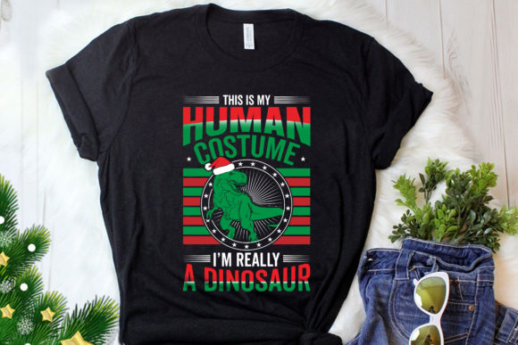 Dinosaur Christmas Vector Graphic Shirt: Festive Fun