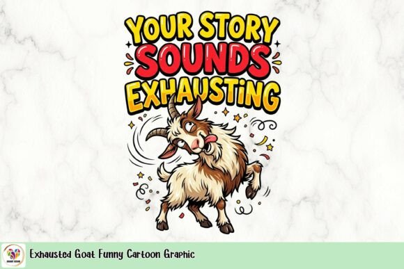 Exhausted Goat Funny Cartoon Graphic: A Designer's Take