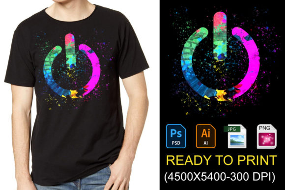 Graphic T Shirt Design - Power Button: Instant Digital Edge