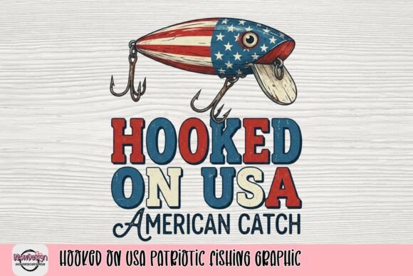 Hooked on USA: A Patriotic Fishing Graphic for Outdoor Brands