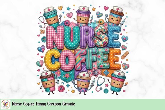 Nurse Coffee Funny Cartoon Graphic: A Burst of Energy for Creative Projects