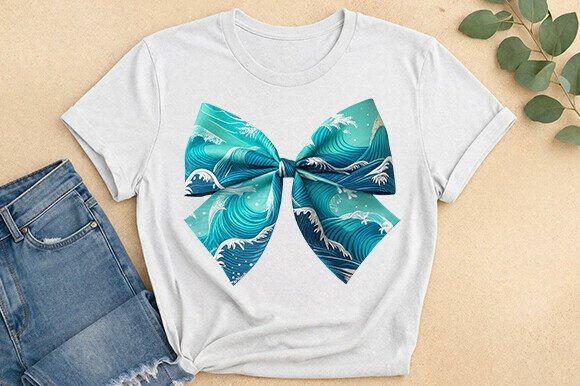 Ocean Wave Bow Graphic T-Shirt: A Fresh Wave for Your Creative Projects