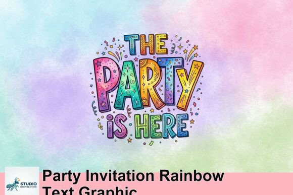 Party Invitation Rainbow Text Graphic: A Burst of Festive Energy